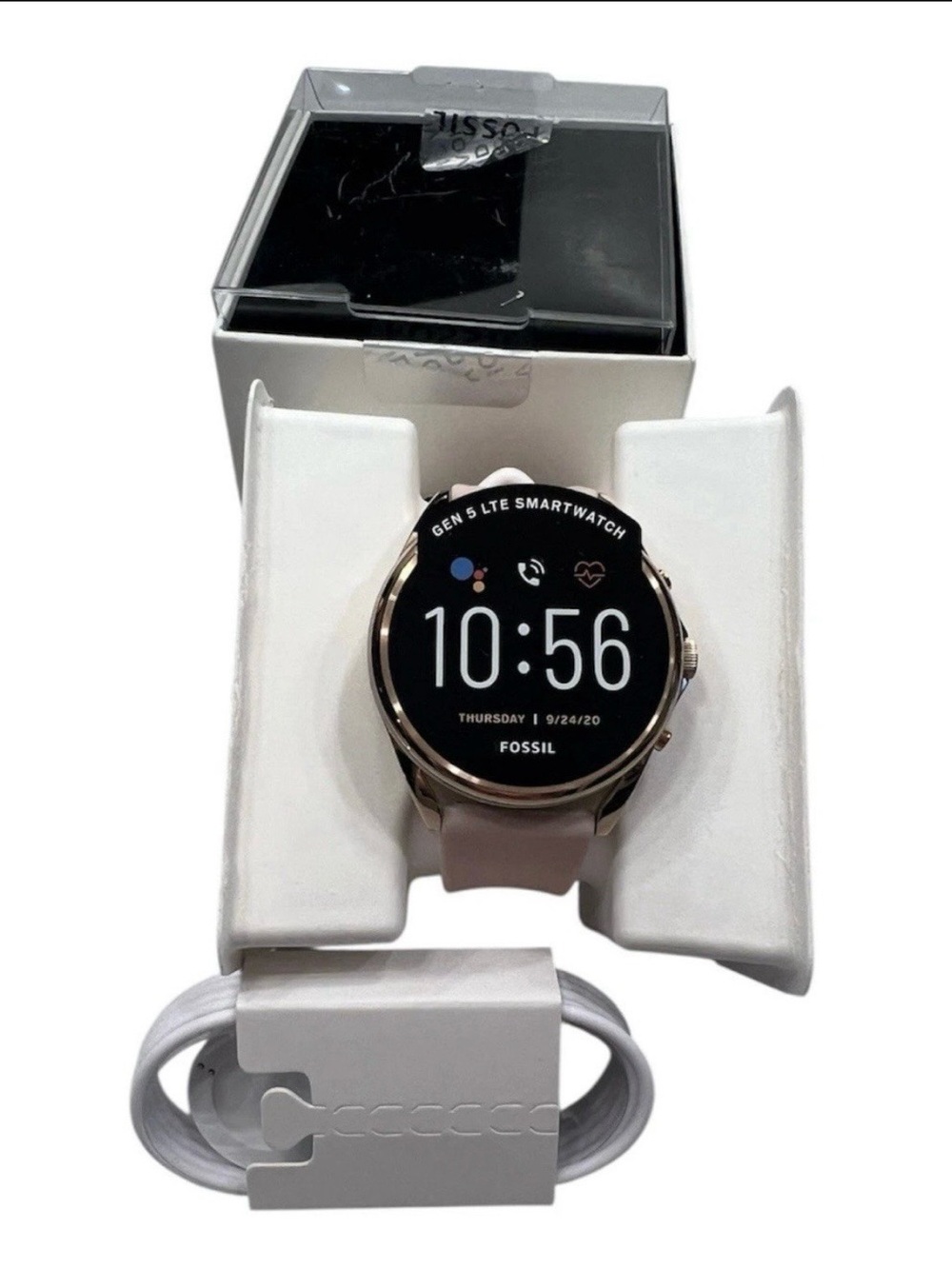 Fossil Gen 5 LTE FTW60751 Wear OS Smartwatch Pink Silicone Band Gold Case